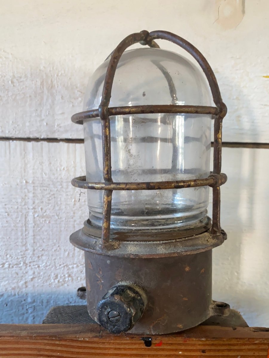 Salvaged Maritime Ceiling Light - Diamonds & Rust