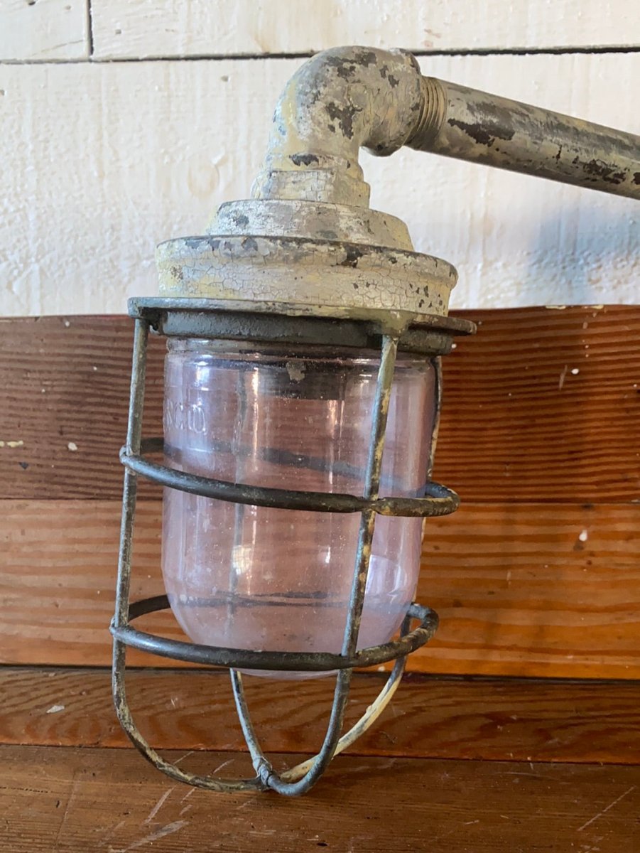 Salvaged Maritime Hallway Light - Diamonds & Rust