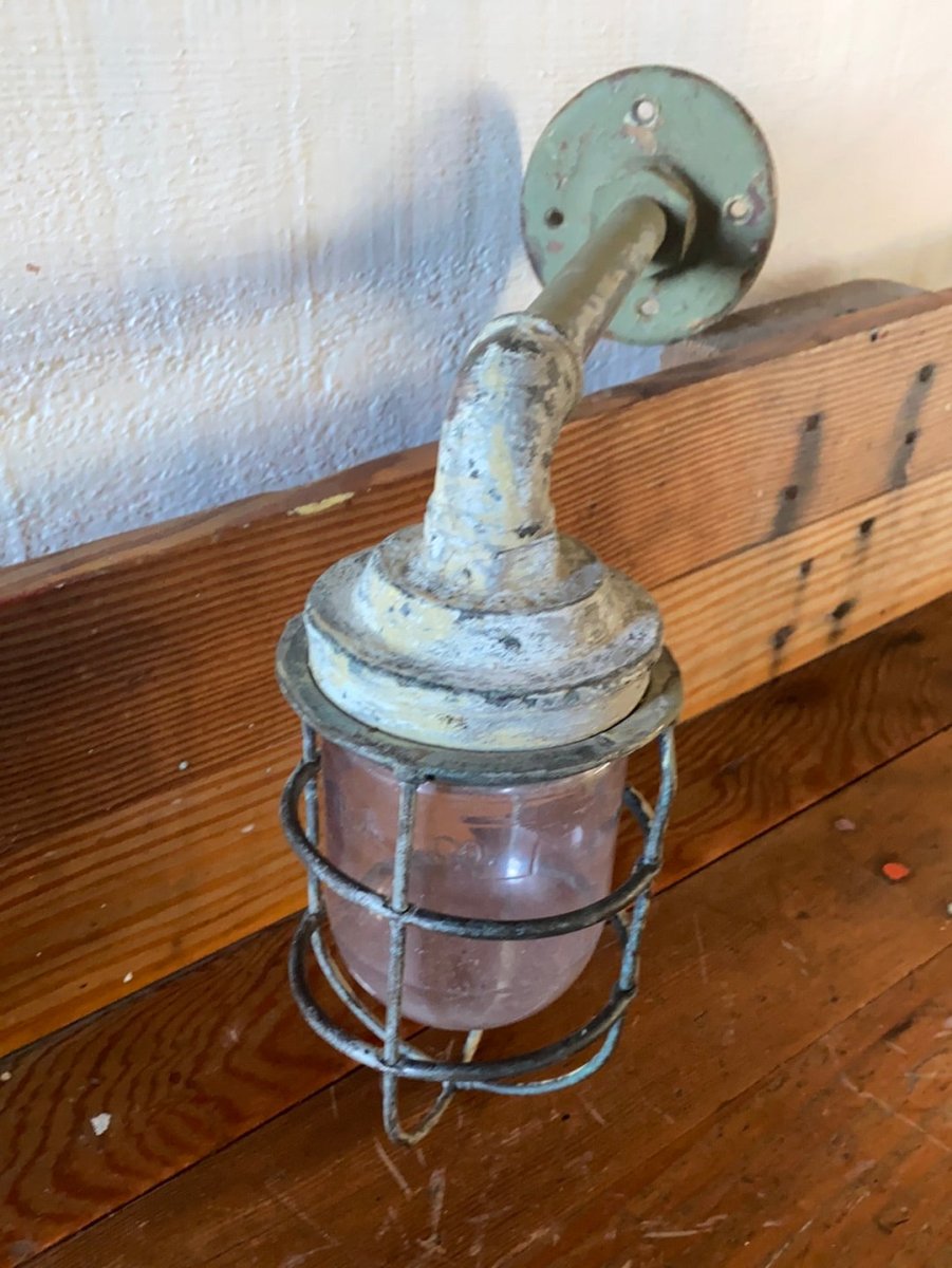 Salvaged Maritime Hallway Light - Diamonds & Rust