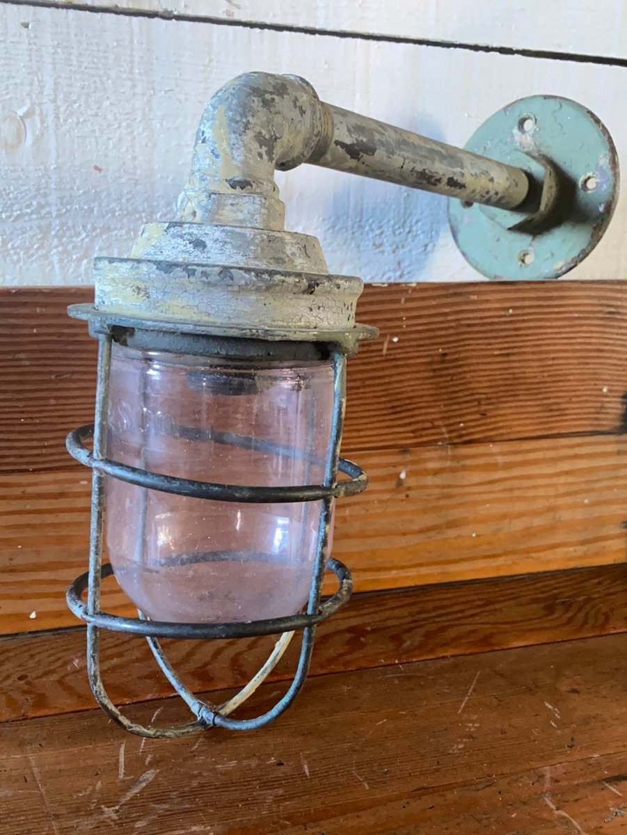 Salvaged Maritime Hallway Light - Diamonds & Rust