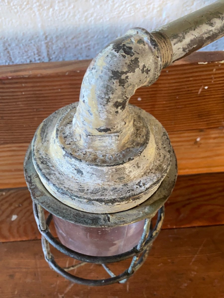 Salvaged Maritime Hallway Light - Diamonds & Rust