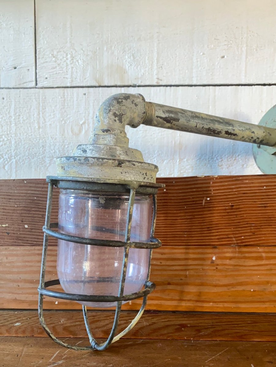Salvaged Maritime Hallway Light - Diamonds & Rust