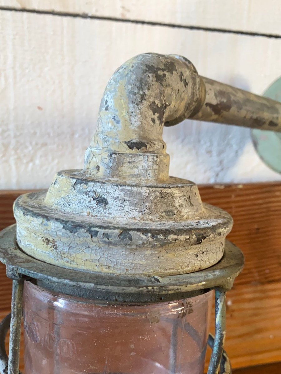 Salvaged Maritime Hallway Light - Diamonds & Rust
