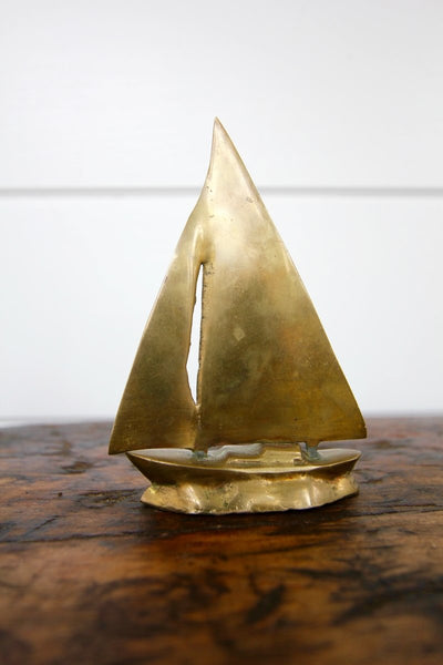 Small Brass Sailboat - Diamonds & Rust