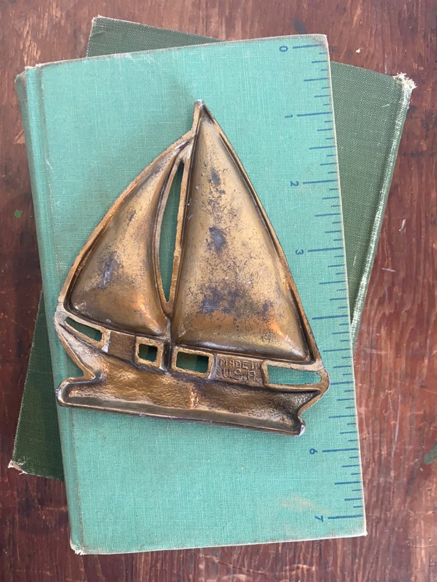 Small Brass Sailboat - Diamonds & Rust