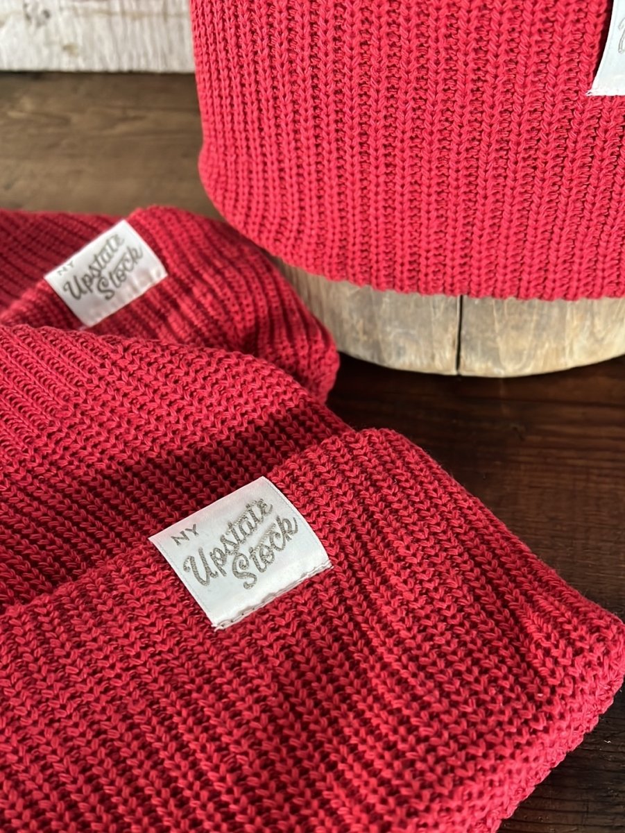 Upcycyled Cotton Watchcap - Cherry Red - Diamonds & Rust