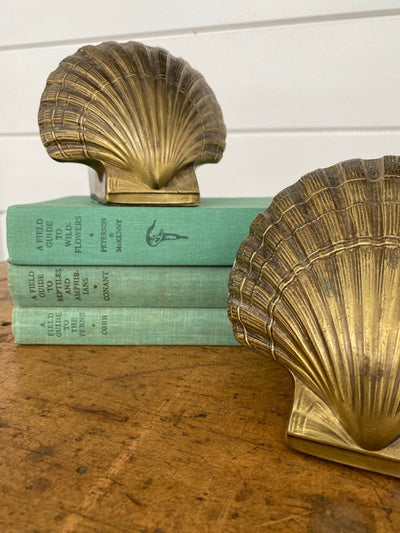 Vintage Brass Clam Bookends - Diamonds & Rust