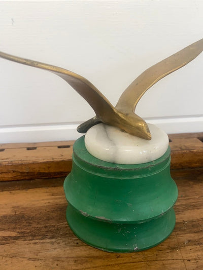 Vintage Brass Seagull Paperweight - Diamonds & Rust