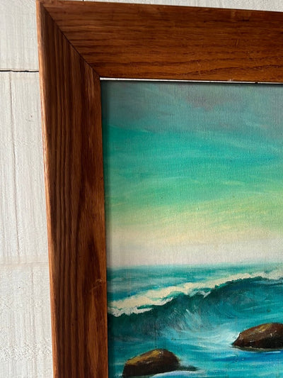 Vintage Coastal Light House Painting - Diamonds & Rust
