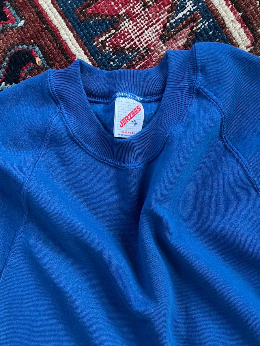 Vintage Cobalt Raglan Sweatshirt - Diamonds & Rust