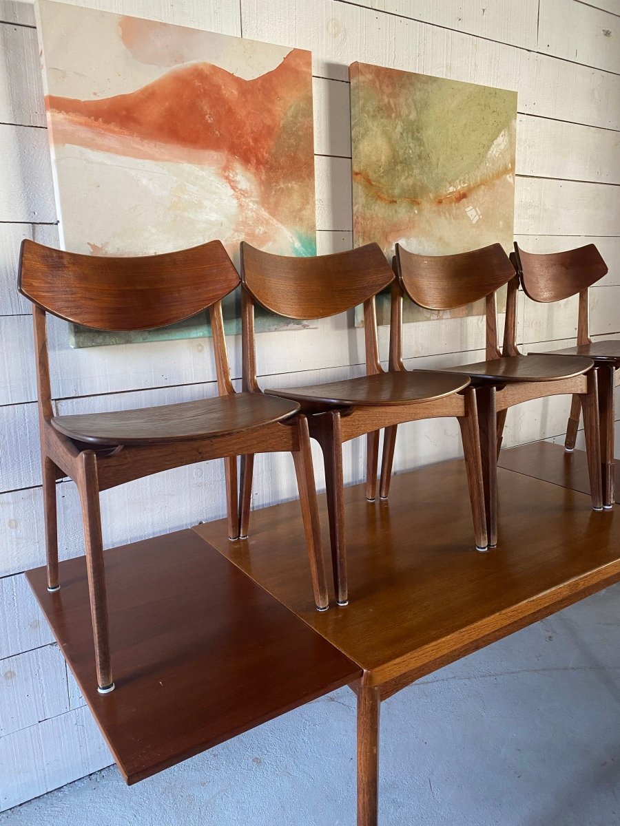 Vintage Danish Modern Teak Dining Chairs - Diamonds & Rust