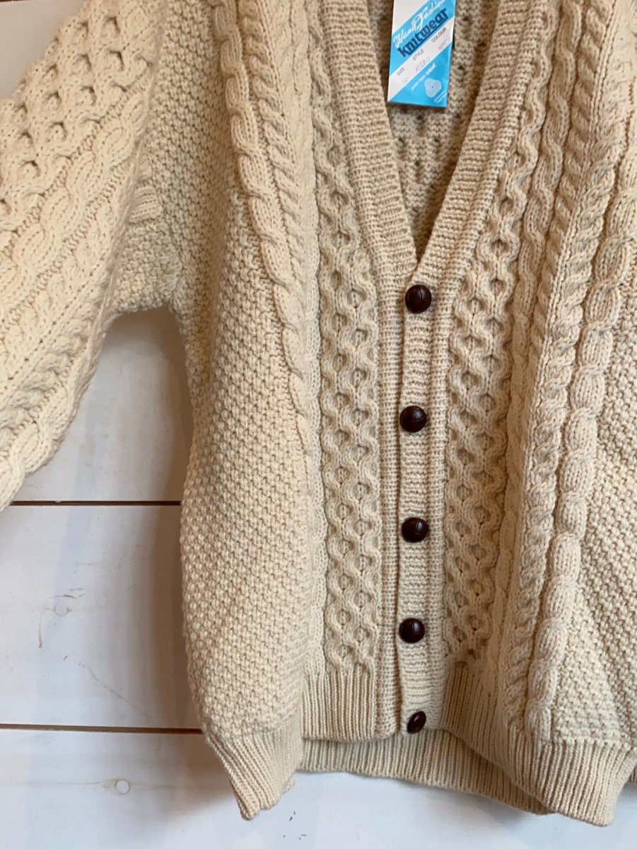 Vintage Dead Stock Irish Knit Cardigan - Diamonds & Rust