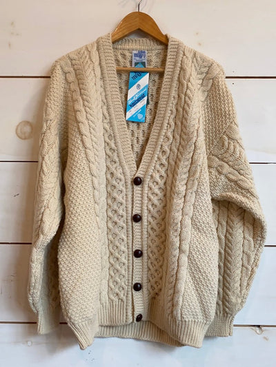 Vintage Dead Stock Irish Knit Cardigan - Diamonds & Rust