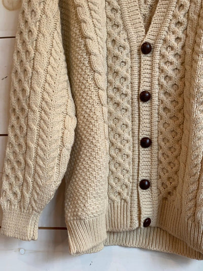 Vintage Dead Stock Irish Knit Cardigan - Diamonds & Rust