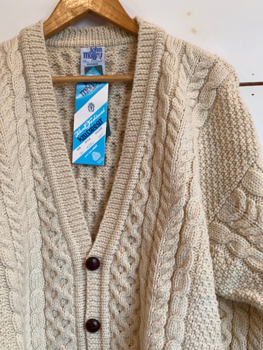 Vintage Dead Stock Irish Knit Cardigan - Diamonds & Rust