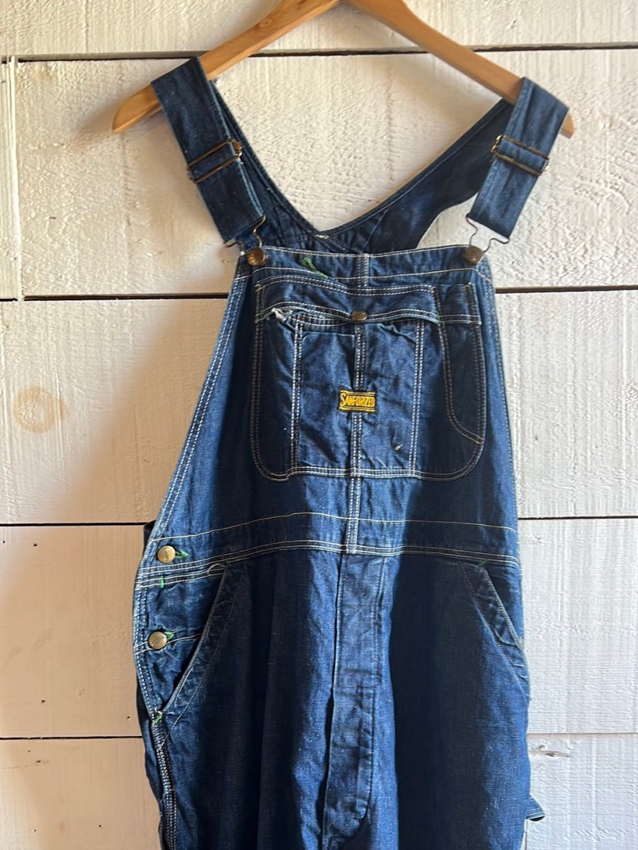 Vintage Denim Sanforized Overalls - Diamonds & Rust