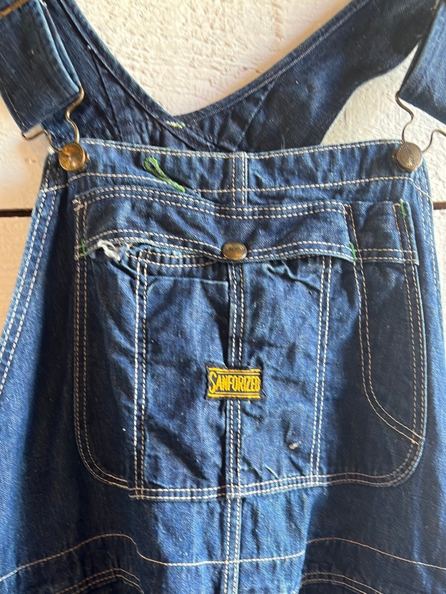 Vintage Denim Sanforized Overalls - Diamonds & Rust
