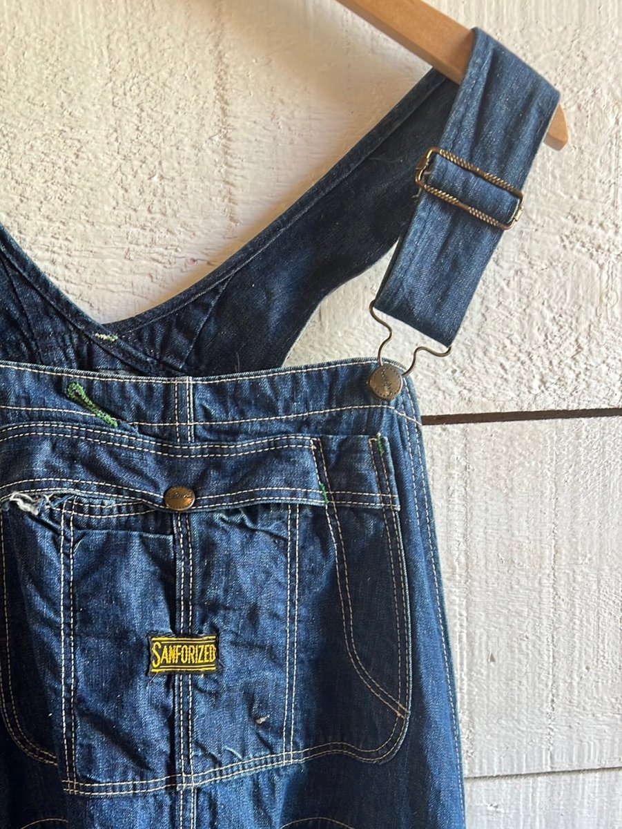 Vintage Denim Sanforized Overalls - Diamonds & Rust