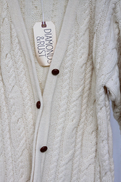 Vintage Fisherman's Sweater: Small - Diamonds & Rust