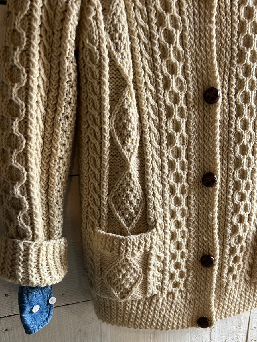 Vintage Fishermen's Cardigan Sweater - Diamonds & Rust
