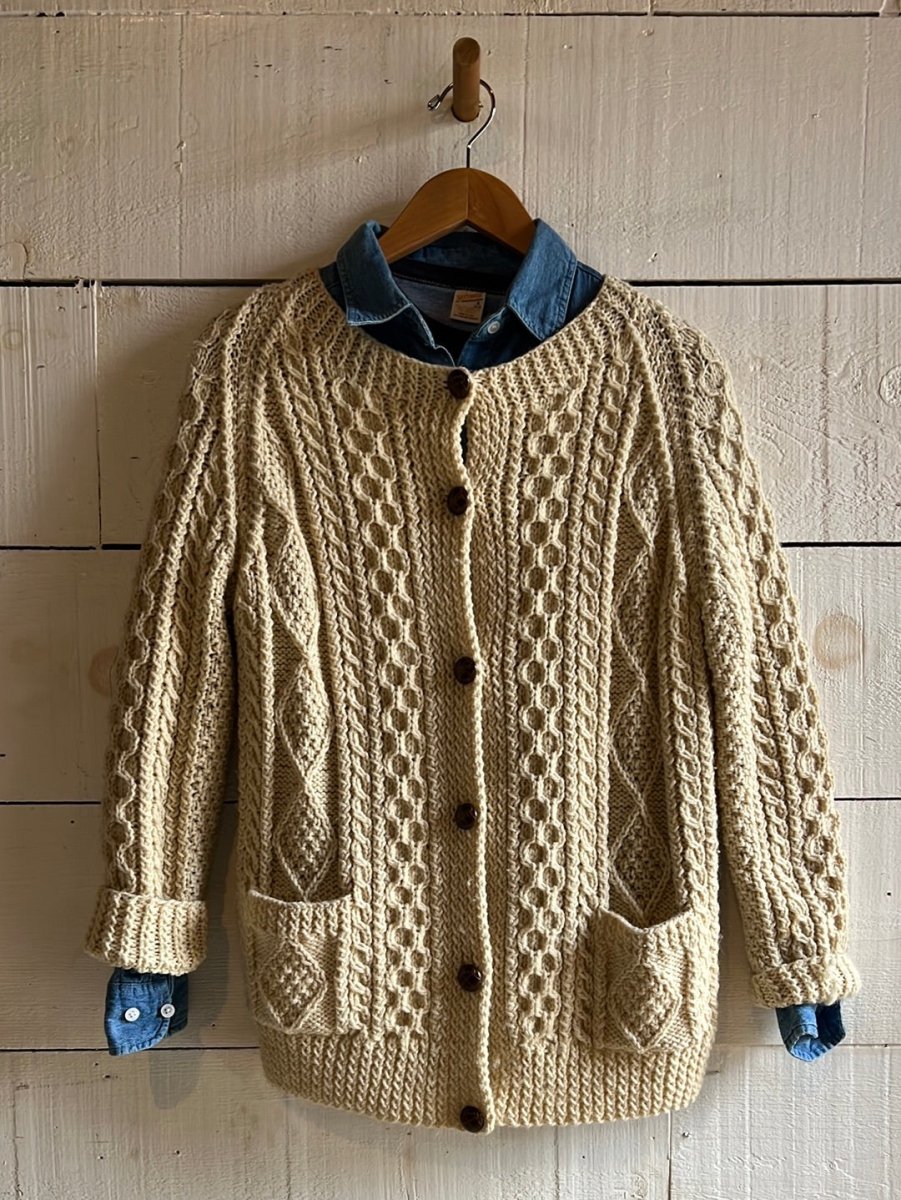 Vintage Fishermen's Cardigan Sweater - Diamonds & Rust