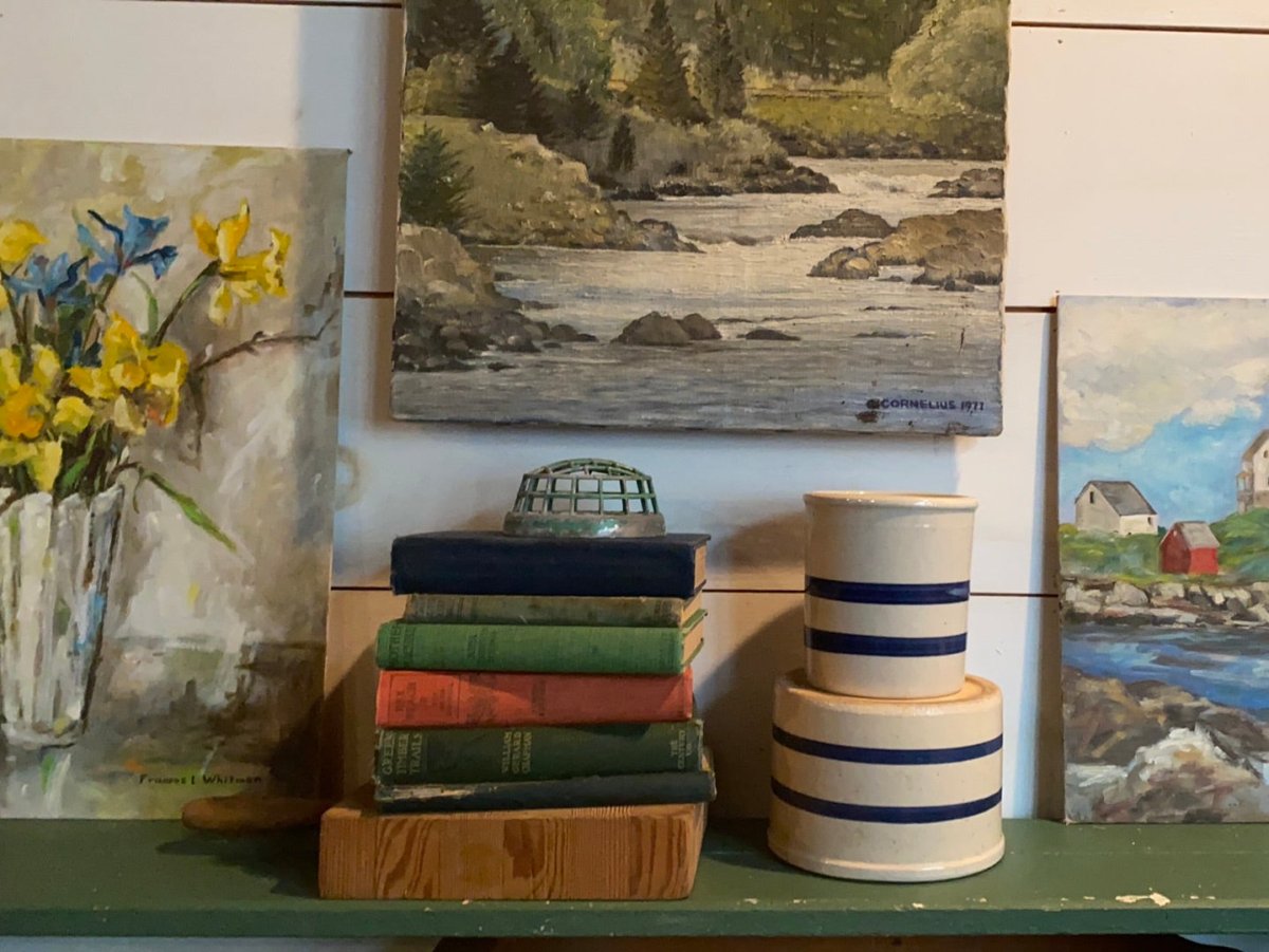 Vintage Forest + River Painting - Diamonds & Rust
