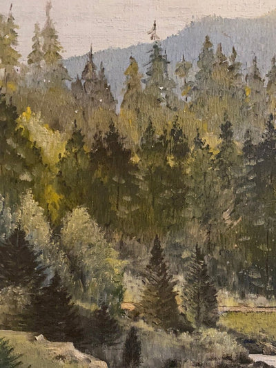 Vintage Forest + River Painting - Diamonds & Rust