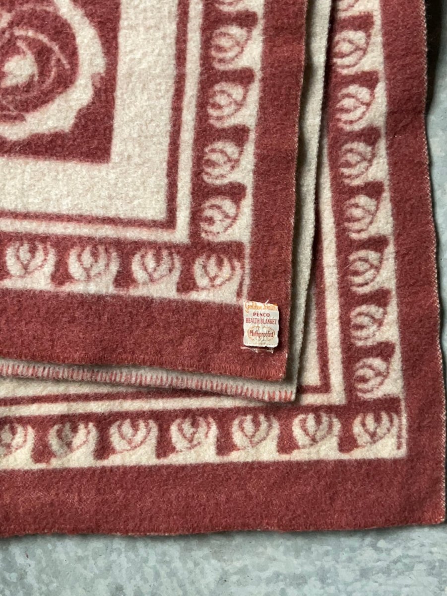 Vintage Golden Dawn Penco Health Blanket - Diamonds & Rust