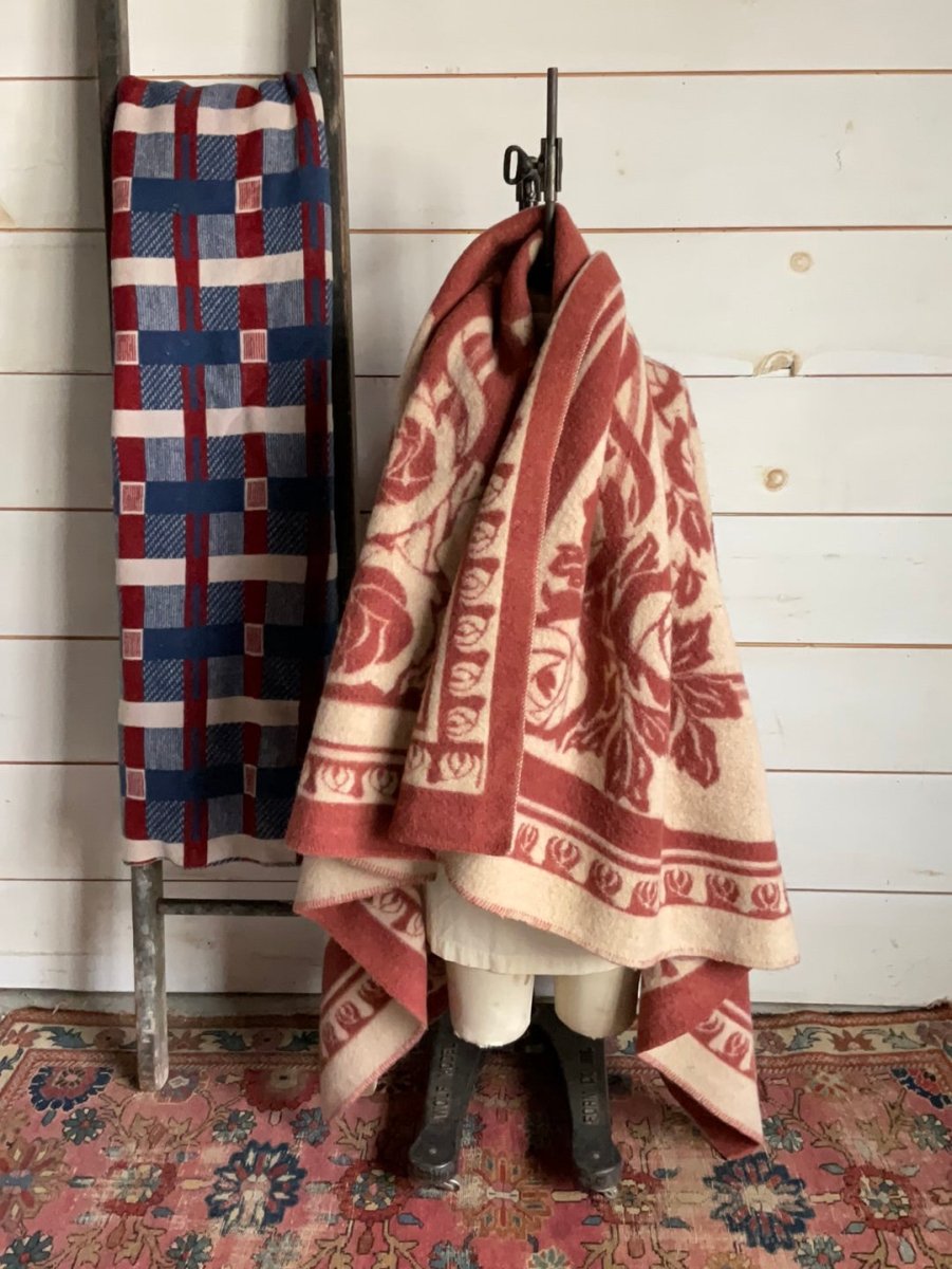 Vintage Golden Dawn Penco Health Blanket - Diamonds & Rust