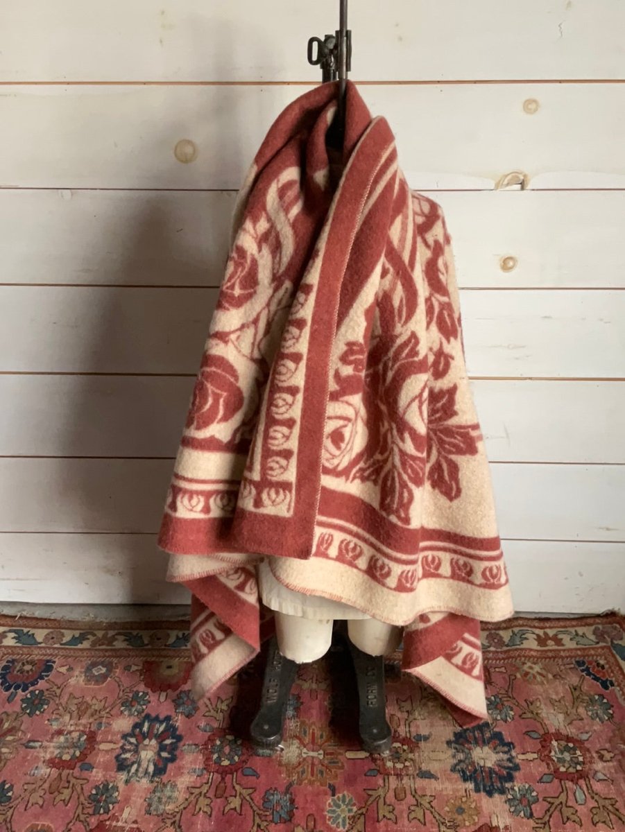 Vintage Golden Dawn Penco Health Blanket - Diamonds & Rust