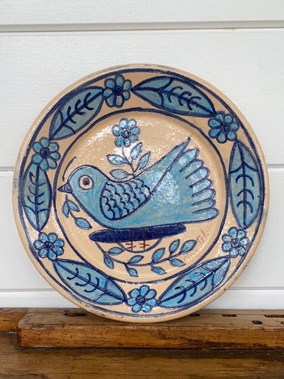 Vintage Handmade Terracotta Plate from Portugal - Diamonds & Rust