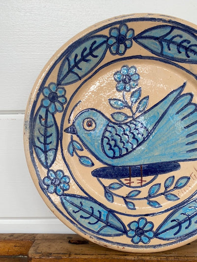 Vintage Handmade Terracotta Plate from Portugal - Diamonds & Rust