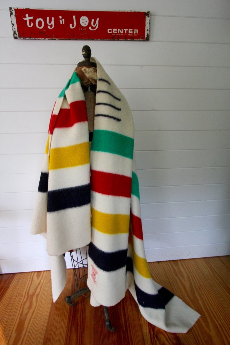 Vintage Hudson's Bay 4 Point Blanket - Diamonds & Rust