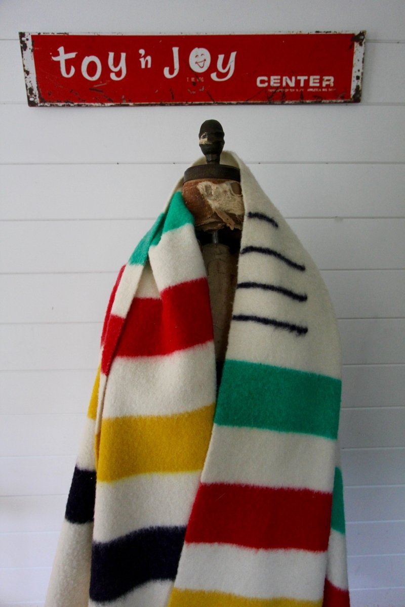 Vintage Hudson's Bay 4 Point Blanket - Diamonds & Rust