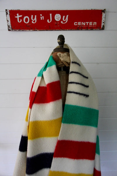 Vintage Hudson's Bay 4 Point Blanket - Diamonds & Rust