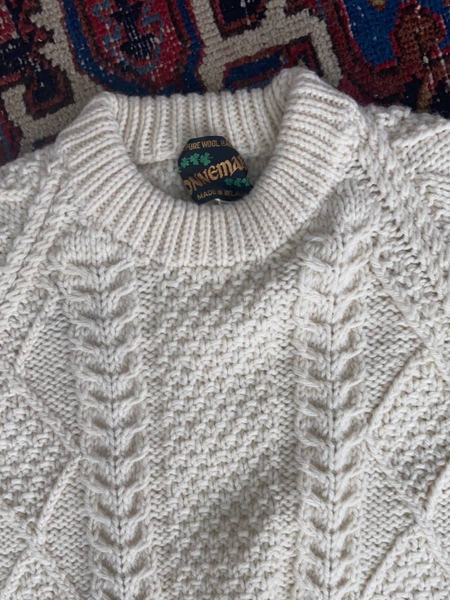 Vintage Irish Knit Pullover Sweater - Diamonds & Rust