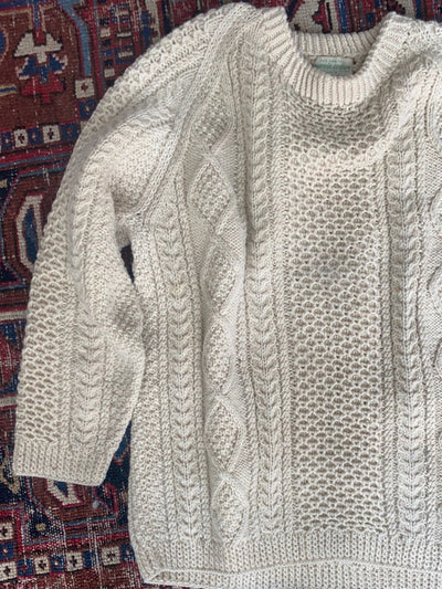 Vintage Irish Knit Pullover Sweater - Diamonds & Rust