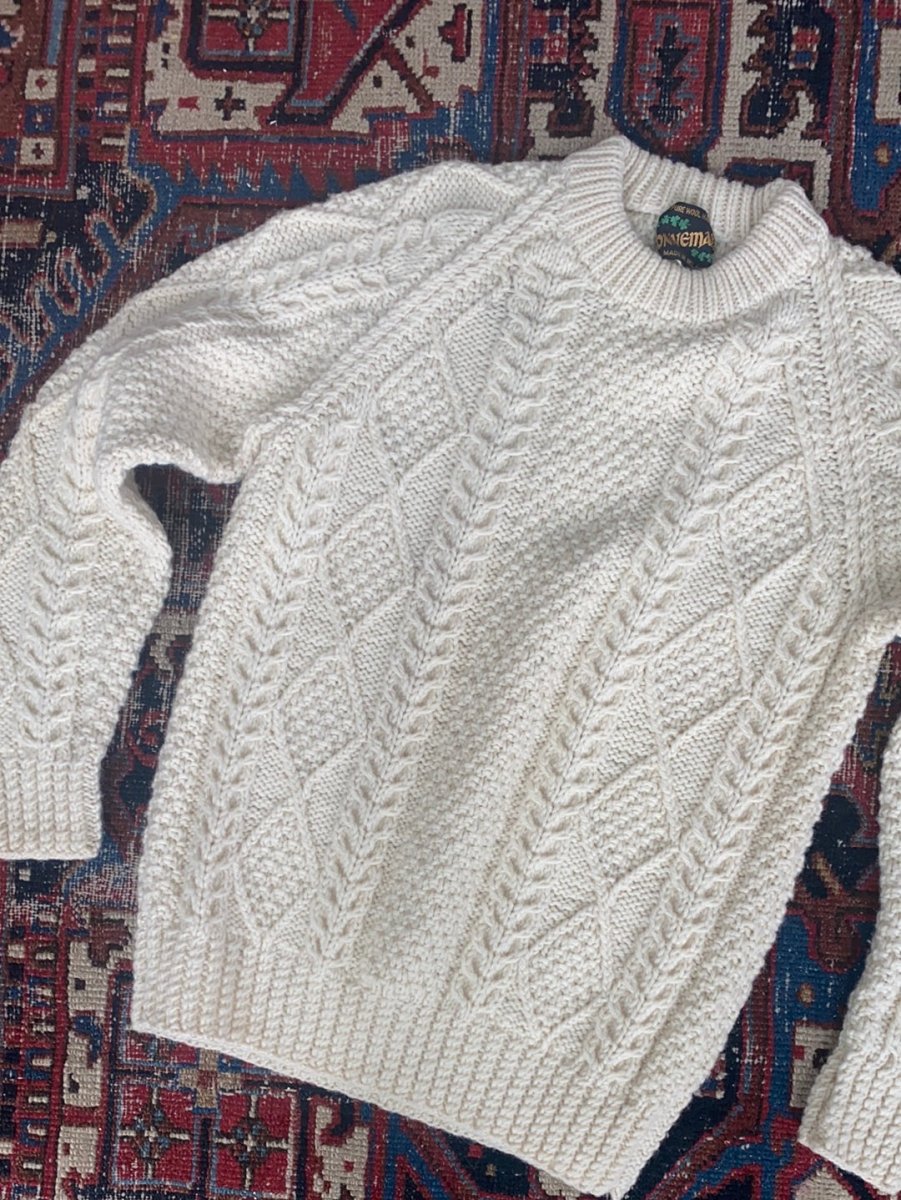Vintage Irish Knit Pullover Sweater - Diamonds & Rust