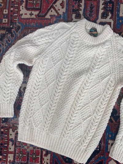 Vintage Irish Knit Pullover Sweater - Diamonds & Rust