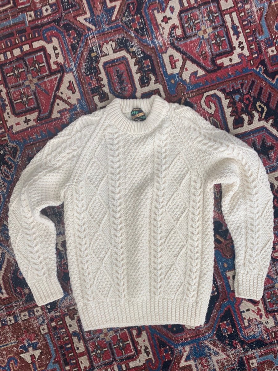 Vintage Irish Knit Pullover Sweater - Diamonds & Rust