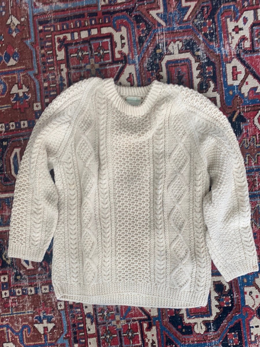 Vintage Irish Knit Pullover Sweater - Diamonds & Rust
