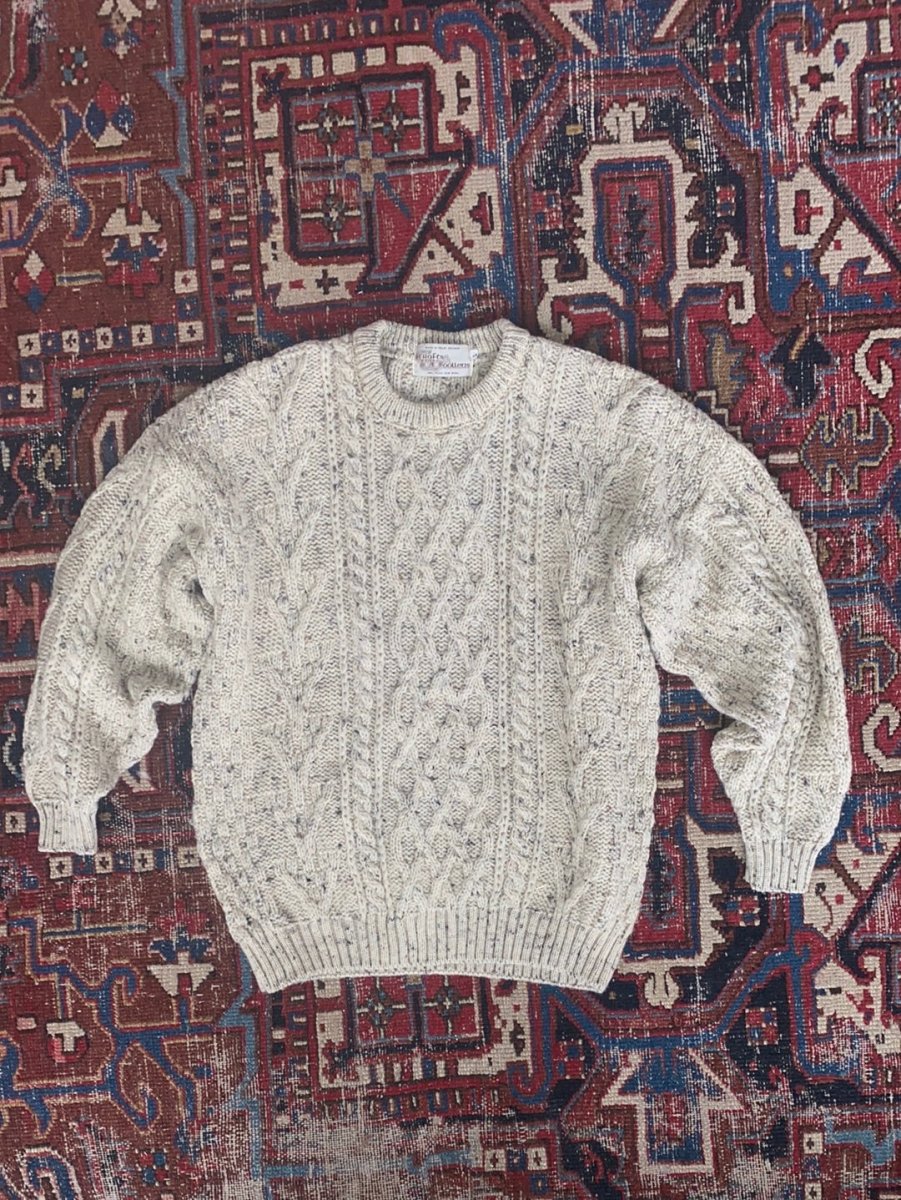 Vintage Irish Knit Pullover Sweater - Speckled - Diamonds & Rust