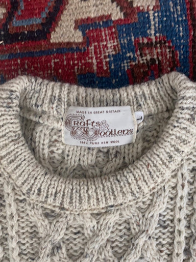 Vintage Irish Knit Pullover Sweater - Speckled - Diamonds & Rust