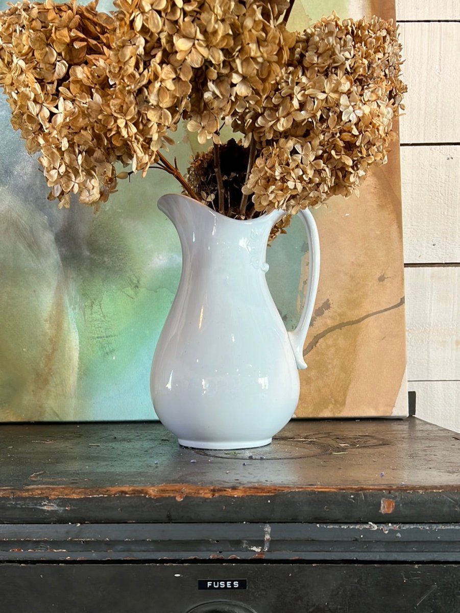 Vintage Ironstone Pitcher - Diamonds & Rust