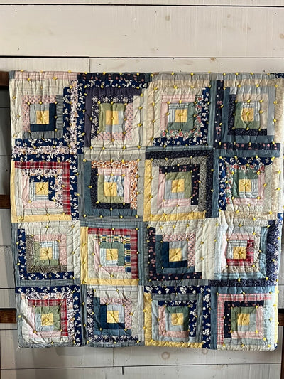 Vintage Log Cabin Quilt - Diamonds & Rust