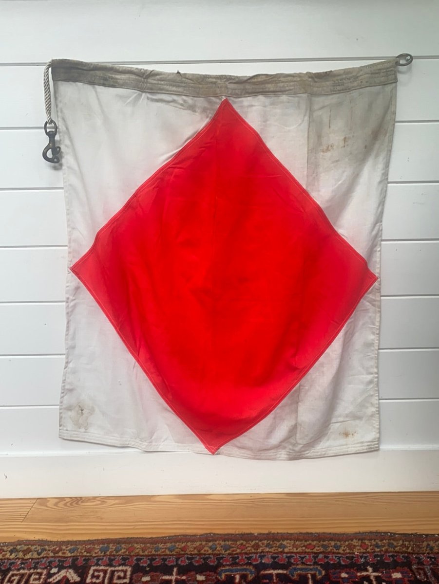 Vintage Nautical "F: Foxtrot" Signal Flag - Diamonds & Rust