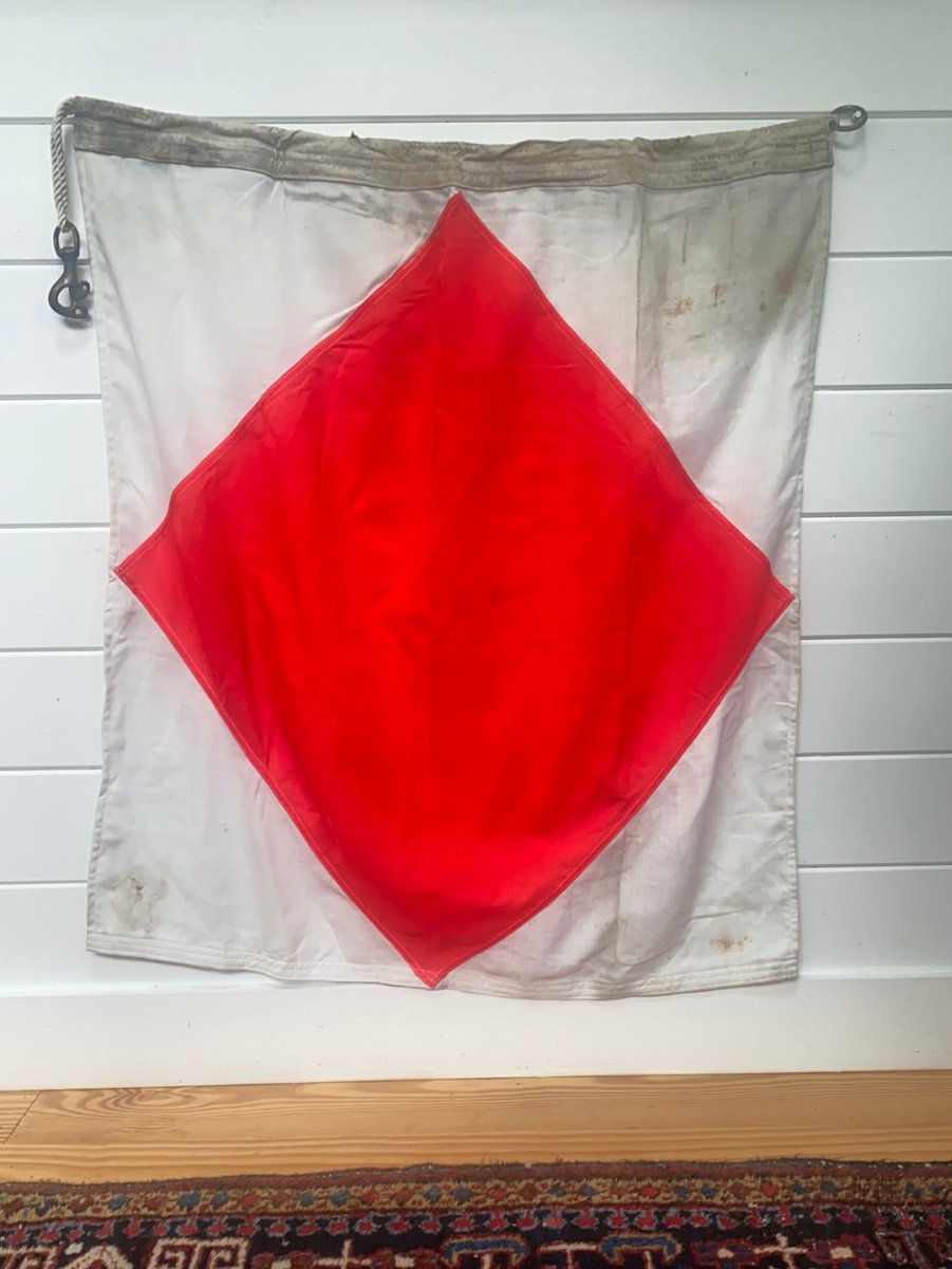 Vintage Nautical "F: Foxtrot" Signal Flag - Diamonds & Rust
