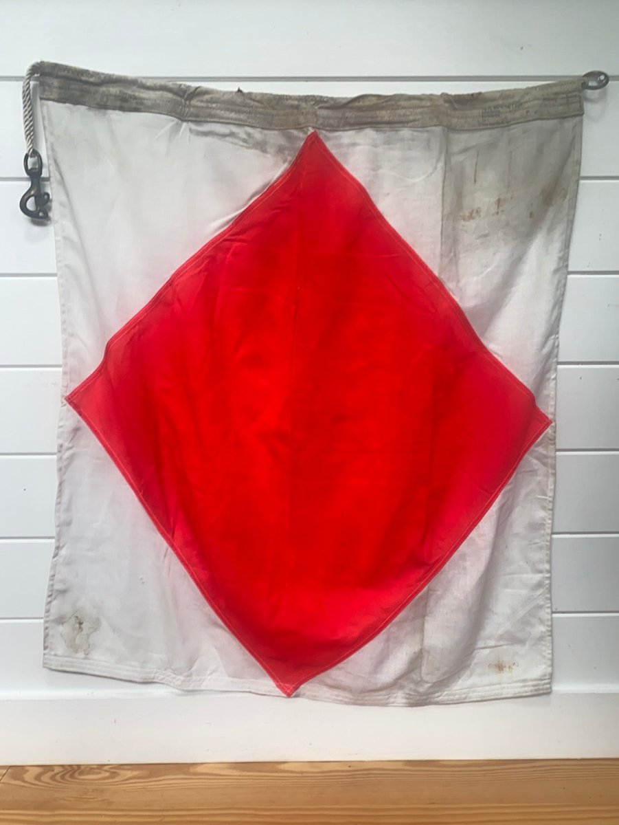 Vintage Nautical "F: Foxtrot" Signal Flag - Diamonds & Rust