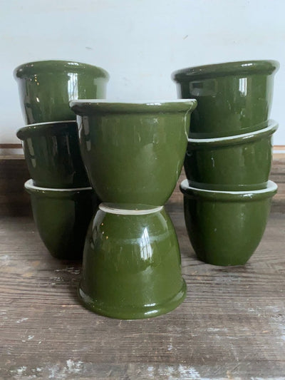 Vintage Olive Green Custard Cups - Diamonds & Rust