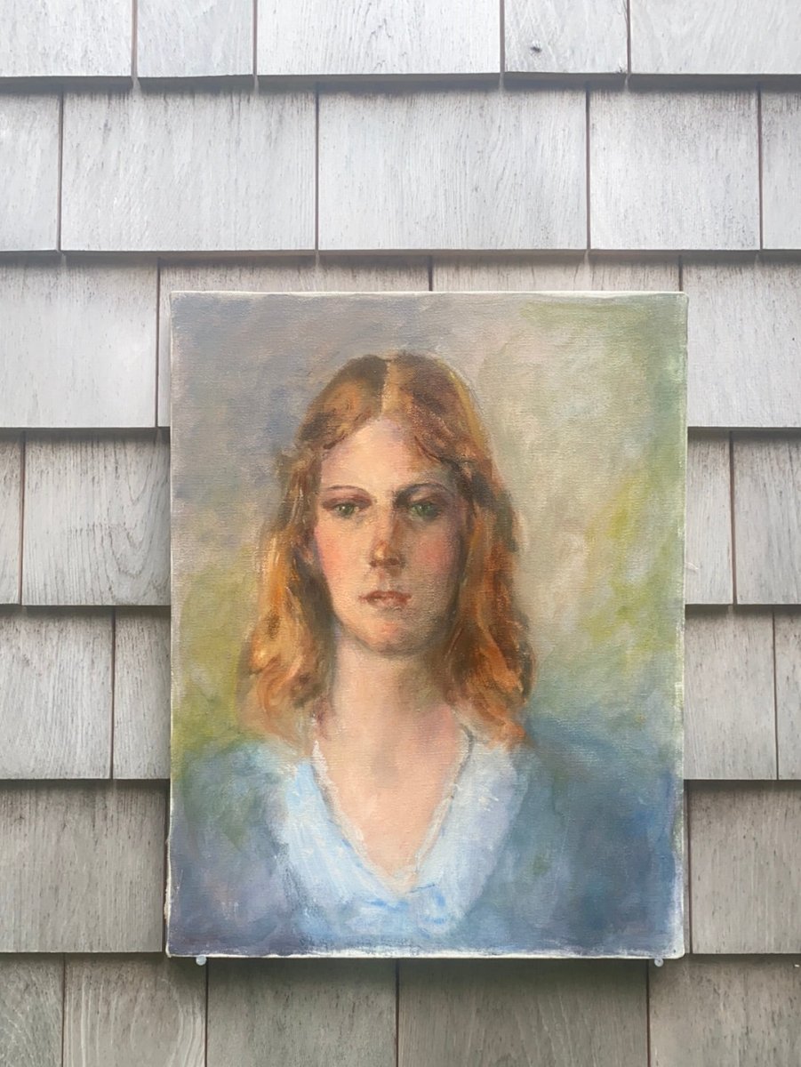 Vintage Portrait Painting - Diamonds & Rust
